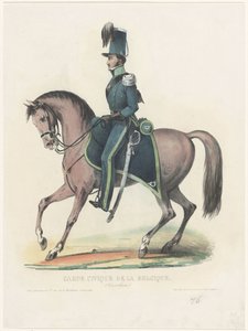 Guarda civil belga a cavalo, 1830
Garde Civique de la Belgique (Cavalerie) (título sobre o objecto) de Anonymous