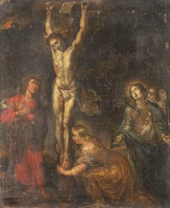 Cristo na Cruz, com a Mãe das Dores e os Santos João Evangelista e Maria Madalena de Anonymous