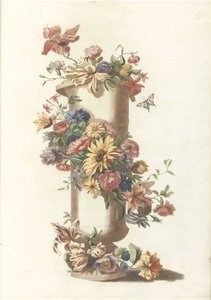 Vaso cilíndrico com grinalda de flores de Anonymous