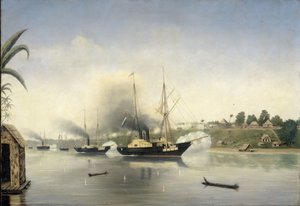 O bombardeamento do Kraton do Sultão de Djambi pelos navios da marinha do governo 