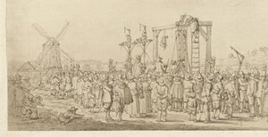 O caixão de Ledenberg pendurado na forca, 1619 de Anonymous