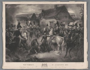 A substituição do cavalo ferido do Príncipe de Orange (mais tarde Rei Guilherme II), durante a Batalha de Boutersem, 12 de agosto de 1831 Bautersem 12 de agosto de 1831 (título no objeto) de Anonymous