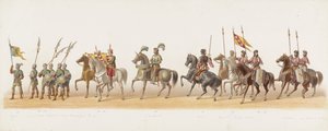Procissão delft de 1873 (quarto prato)
Desfile de trajes realizado pelos membros do Corpo de Estudantes Delft em 8 de Julho de 1873, representando: a entrada de Carlos de Egmond, Duque de Gelre, Conde de Zutphen, em Arnhem em 1492 (série t de Anonymous