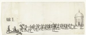 Dominic a ser puxado num carrinho de mão para a Igreja Luterana Redonda, 1683-1684 de Anonymous