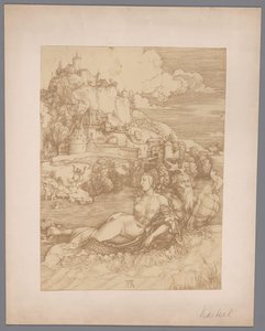 Reprodução fotográfica da gravura Abduction by the Sea Monster de Albrecht Dürer de Anonymous