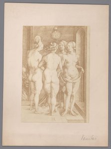 Reprodução fotográfica de uma gravura de quatro mulheres nuas por Albrecht Dürer de Anonymous