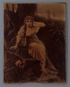 Reprodução fotográfica de uma pintura de uma jovem com uma coruja após Cuno von Bodenhausen de Anonymous