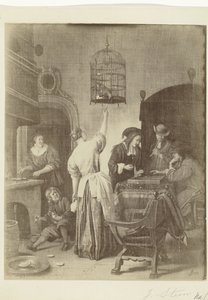 Reprodução fotográfica da pintura A gaiola do papagaio de Jan Steen Museu d