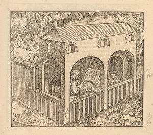 Francesco Petrarch escreve em sua casa de Anonymous
