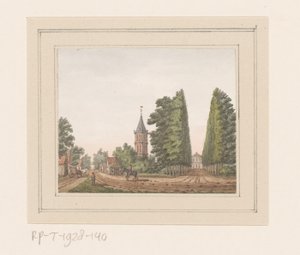Vista de Oostkapelle com a Casa Rijnsburg na Zeeland de Anonymous