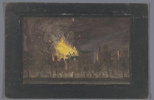 Vista do incêndio no Schouwburg em Amsterdã em 11 de maio de 1772 de Anonymous