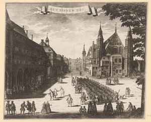 Vista do Binnenhof em Haia O Binnenhof (título no objeto) de Anonymous