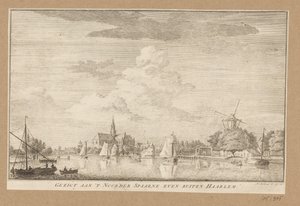 Vista do Noorder Spaarne perto de Haarlem Gezigt aan 