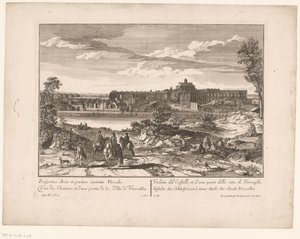 Vista do Palácio de Versalhes e uma parte da cidade Prospecto Arcis et partem civitatis Versailles / Vista do castelo e parte da cidade de Versalhes / Vista do castelo e parte da cidade de Versalhes / Vista do castelo e de Anonymous