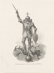 São Miguel conquistando o diabo com queijo holandês, 1830 St. Michel vainqueur du diable au fromage d