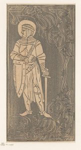 Santo em trajes de guerreiro Xilogravuras de estilo medieval (título da série) de Anonymous
