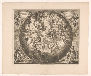 Mapa do céu mostrando as constelações do sul
Haemisphaerium stellatum australe aequali sphaerarum proportione (título sobre o objecto) de Anonymous