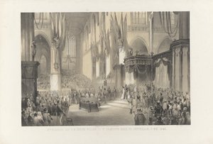 Inauguração de Sua Excelência o Rei Guilherme III no Nieuwe Kerk, em Amesterdão, 13 de Maio de 1849 (título sobre o objecto) de Anonymous