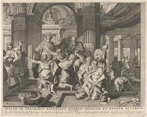 Jozef maakt zich bekend aan zijn broers José revela-se aos irmãos, consola-os e confronta o pai (título no objeto) Royal Bijbel (título da série) de Anonymous