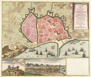 Kaart van Barcelona, ca. 1706
O verdadeiro e exacto Plano de todas as Fortificações Velha e Nova da Cidade de Barcelona, Capital da Província da Catalunha (título sobre o objecto) de Anonymous