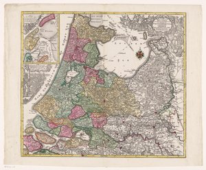 Mapa da Holanda, Utrecht e parte de Gelderland
Tabula comitatus Hollandiae in praefecturae suas distributa (...) (título sobre o objecto) de Anonymous
