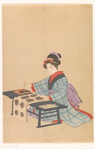 mulher de caligrafia