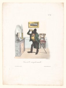 Caricatura de um homem que quer se parecer com Napoleão Tonnerre de D... comme je lui ressemble!.. (título no objeto) de Anonymous