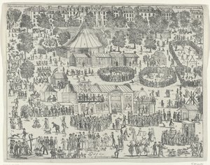 Feira numa praça em Haia, 1845
Feira Eutopiana (título sobre o objecto) de Anonymous