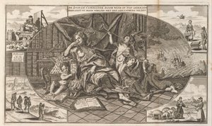 Queixa da Companhia do Mar do Sul, 1720
A Companhia do Mar do Sul criada pelo vento em cima / Lamentando agora a sua perda com uma criatura preocupada (título sobre o objecto)
A grande cena de loucura (título da série) de Anonymous
