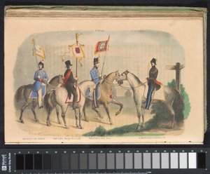 Trajes e estandartes dos guardas de honra de Bergen op Zoom, Breda e 