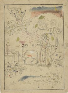 Krishna com testes de linga-altaar de Anonymous