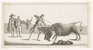 Matador desafia um touro Coleccion de las principales suertes de una corrida de toros (título da série no objeto) Colecção das manobras tauromáquicas mais importantes (título da série) de Anonymous