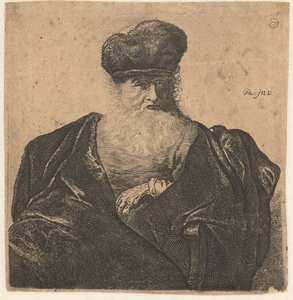 Velho com barba, touca de pele e capa de veludo de Anonymous