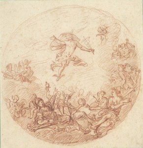 Desenho para um tecto circular com Mercúrio e Minerva de Anonymous