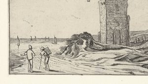 Caminho ao longo de um farol perto da praia
Landscapes after Esaias van de Velde (título da série) de Anonymous
