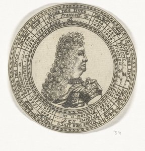 Medalha com o retrato de Fernão Carlos III e os nomes dos Duques de Mântua de Anonymous
