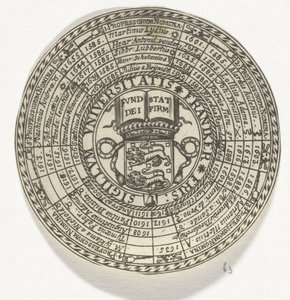 Medalha da Universidade de Franeker, com os nomes dos professores e brasão da universidade de Anonymous