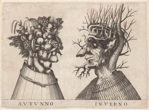 Personificações do Four Seasons
Outono e Inverno representados por cabeças grotescas
Autunno / Inverno (título sobre o objecto) de Anonymous