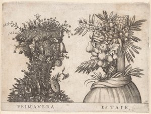 Personificações do Four Seasons
Primavera e Verão representados por cabeças grotescas
Primavera / Propriedade (título sobre o objecto) de Anonymous
