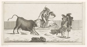 Picador enfia sua lança em um touro Coleccion de las principales suertes de una corrida de toros (título da série no objeto) Colecção das manobras tauromáquicas mais importantes (título da série) de Anonymous