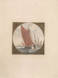 Flatboats com velas cheias
Navios no mar (série B) (título da série) de Anonymous