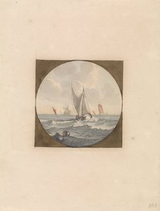 Flatboat com velas brancas
Navios no mar (série B) (título da série) de Anonymous