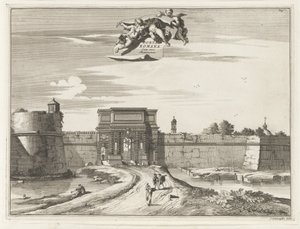 Porta Romana em Milão Porta Romana cum suis Muninentis (título no objeto) Edifícios Magesyn der Italiaense (título da série) de Anonymous