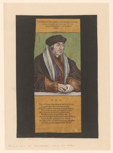 Portret van Desidério Erasmus Imagem de Erasmus de Rotterdam (título no objeto) de Anonymous