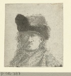 Retrato de Rembrandt com chapéu de pele de Anonymous