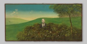 Retrato de um homem desconhecido em uma paisagem pintada de Anonymous