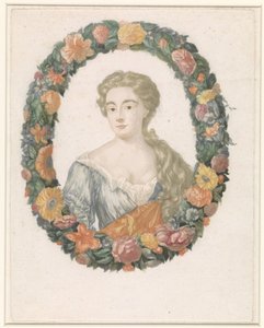 Retrato de uma mulher em uma coroa de flores de Anonymous