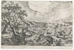 Pyramus e Thisbe
Paisagens com representações mitológicas e bíblicas (título da série) de Anonymous