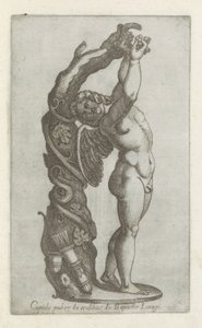 Sculptuur van Amor die druiven plukt Cupido puber na casa de Io Baptista Lugari (título no objeto) Esculturas antigas em Roma (título da série) Ícones das antigas estátuas da cidade de Roma que são vistas em locais públicos (título da série) de Anonymous