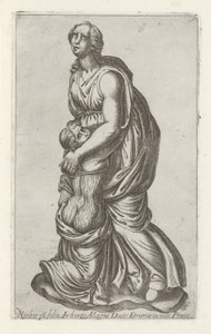 Escultura van Niobe com haar dochter Niobe com a filha no jardim do grande duque (...) (título no objeto) Esculturas antigas em Roma (título da série) Ícones das antigas estátuas da cidade de Roma que são vistas em locais públicos (título da série) de Anonymous